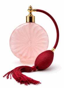 Vaporisateur parfum vintage soleil rose avec poire